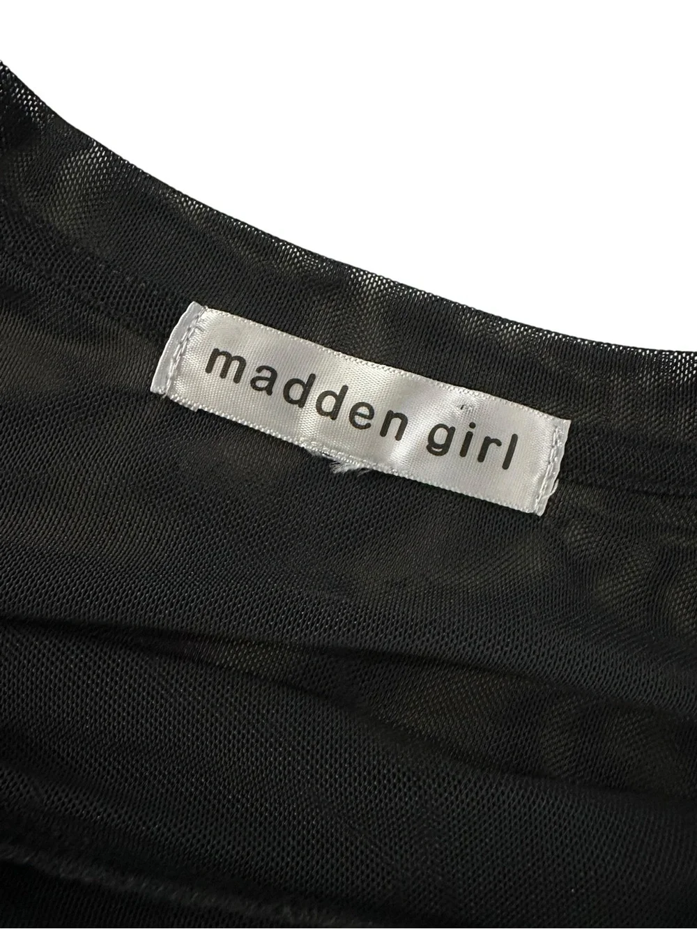 MADDEN GIRL / Black Sheer Long Sleeve Top / Tiny Rhinestone / Small (Estimated)
